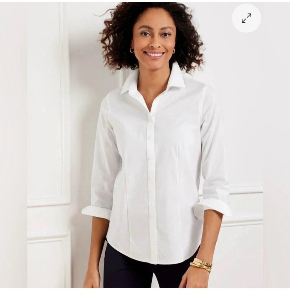 TALBOTS Non-Iron Perfect Shirt Women's Size 4 White NWT!
